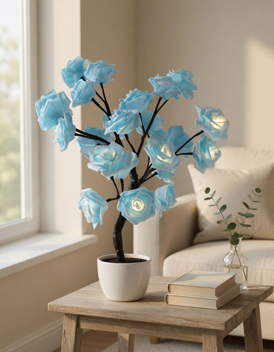 LED Rose Tree Lamp with Warm Glow Lighting